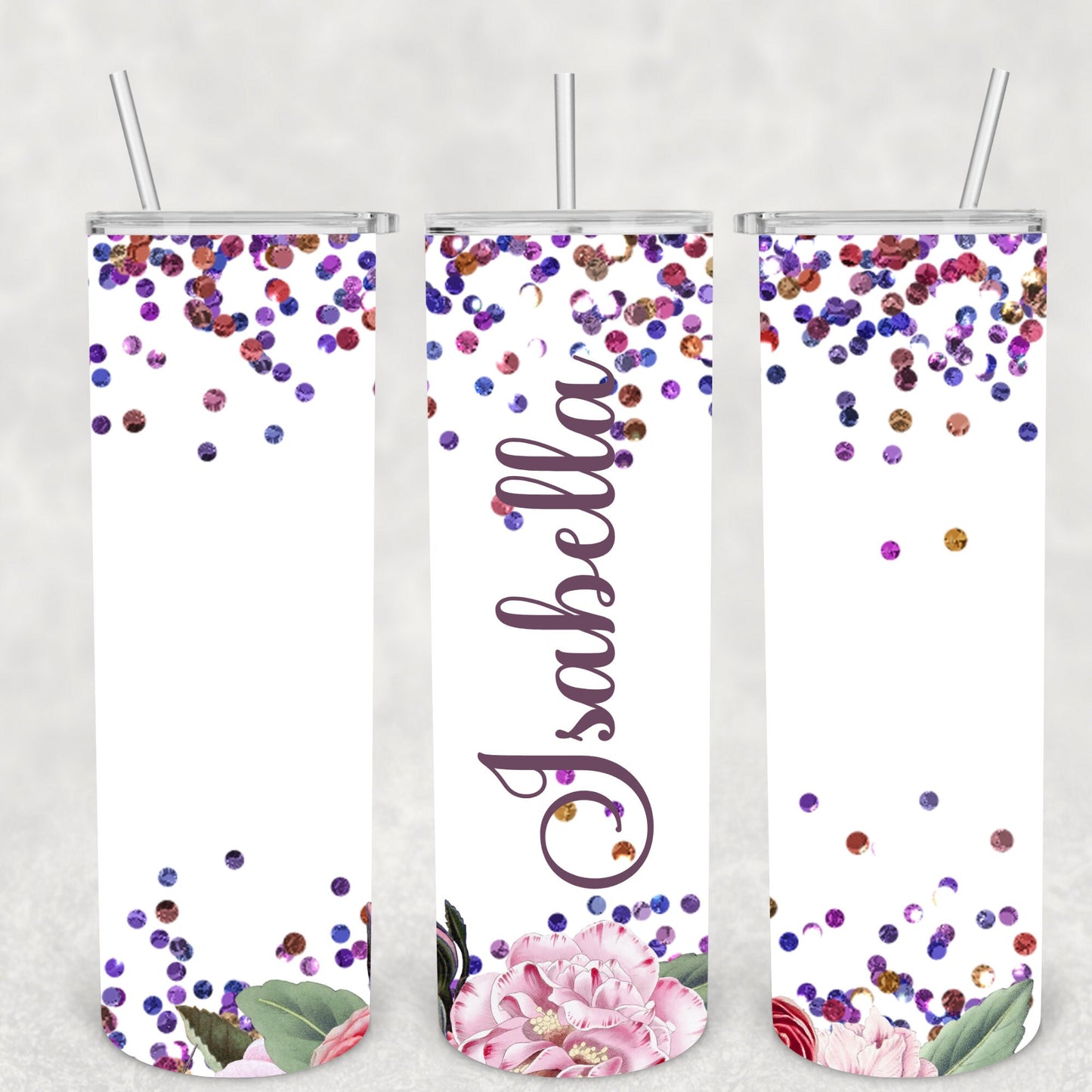 Flower Confetti Glitter, Sublimation, Ready to Print, Ready To Press, Print Out Transfer, 20 oz, Skinny Tumbler Transfer, NOT A DIGITAL