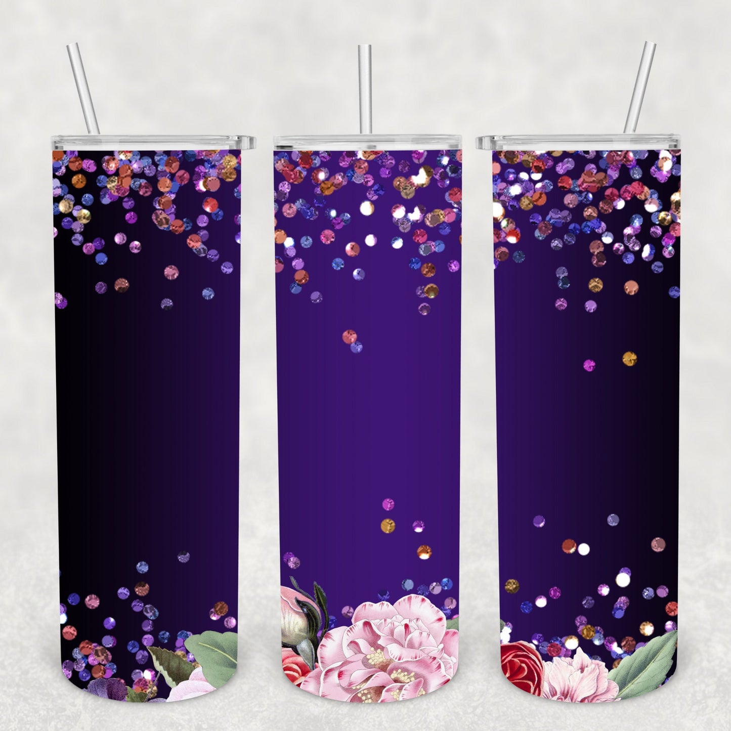 Flower Confetti Glitter, Sublimation, Ready to Print, Ready To Press, Print Out Transfer, 20 oz, Skinny Tumbler Transfer, NOT A DIGITAL