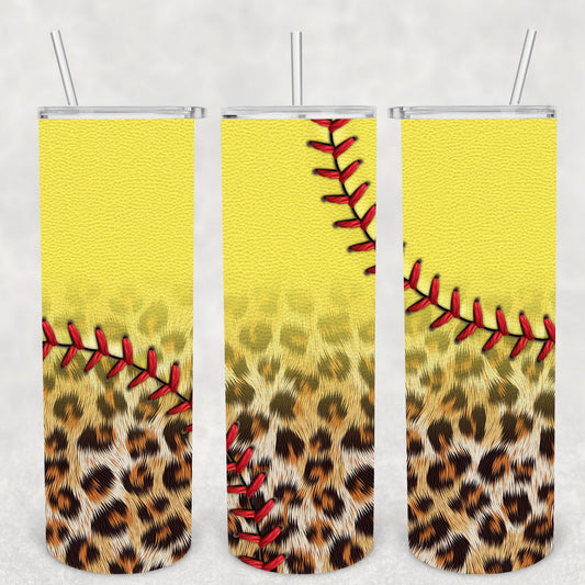 Leopard Softball, Sublimation, Ready to Print, Ready To Press, Print Out Transfer, 20 oz, Skinny Tumbler Transfer, NOT A DIGITAL