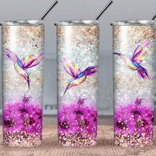 Hummingbird  Glitter Wrap Sublimation, Sublimation, Ready To Press, Print Out Transfer, 20 oz, Skinny Tumbler Transfer, NOT A DIGITAL