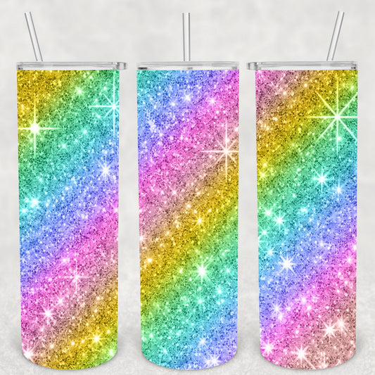Rainbow Glitter, Sublimation, Ready to Print, Ready To Press, Print Out Transfer, 20 oz, Skinny Tumbler Transfer, NOT A DIGITAL