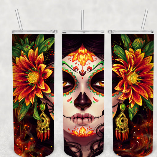 Day of the dead, Dia de los Muertos, Catrina, Sublimation, Ready To Press, Print Out Transfer, 20 oz, Skinny Tumbler Transfer, NOT A DIGITAL