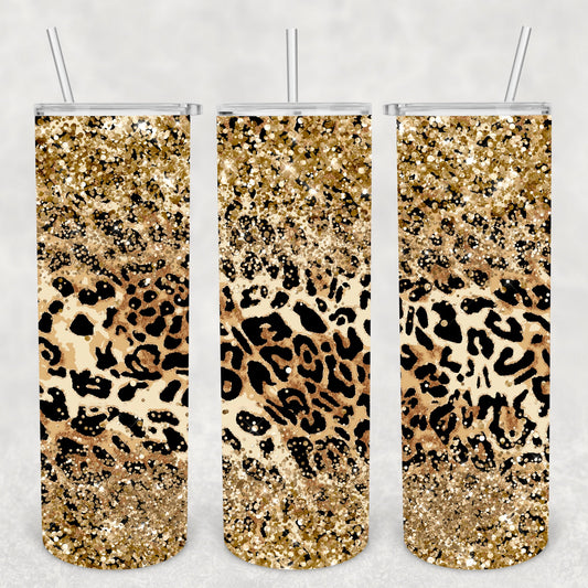 Leopard Gold Glitter, Sublimation, Ready to Print, Ready To Press, Print Out Transfer, 20 oz, Skinny Tumbler Transfer, NOT A DIGITAL