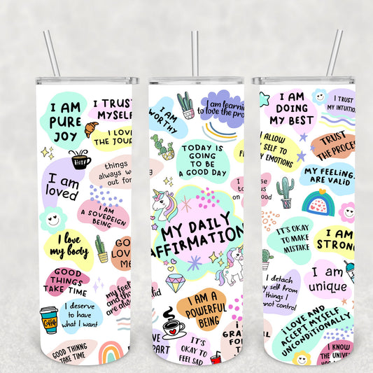 Mental Health Affirmations, Sublimation, Ready To Press, Print Out Transfer, 20 oz, Skinny Tumbler Transfer, NOT A DIGITAL
