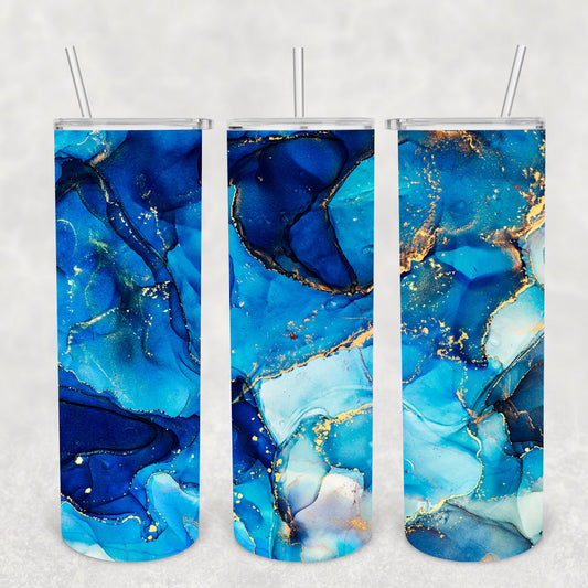 Blue Gold Marble, Sublimation, Ready to Print, Ready To Press, Print Out Transfer, 20 oz, Skinny Tumbler Transfer, NOT A DIGITAL
