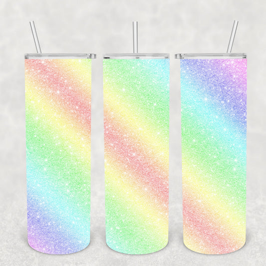 Pastel Rainbow Ombre Glitter, Film, Sublimation, Ready To Press, Print Out Transfer, 20 oz, Skinny Tumbler Transfer, NOT A DIGITAL