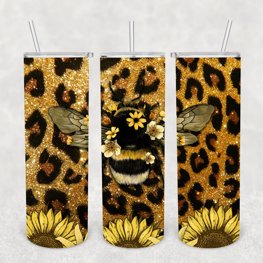 Bee Leopard, Sublimation, Ready To Press, Print Out Transfer, 20 oz, Skinny Tumbler Transfer, NOT A DIGITAL