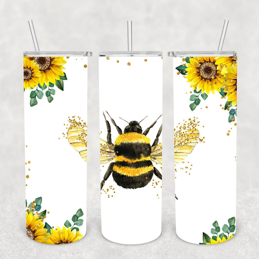 Bee Sunflowers, Sublimation, Ready To Press, Print Out Transfer, 20 oz, Skinny Tumbler Transfer, NOT A DIGITAL