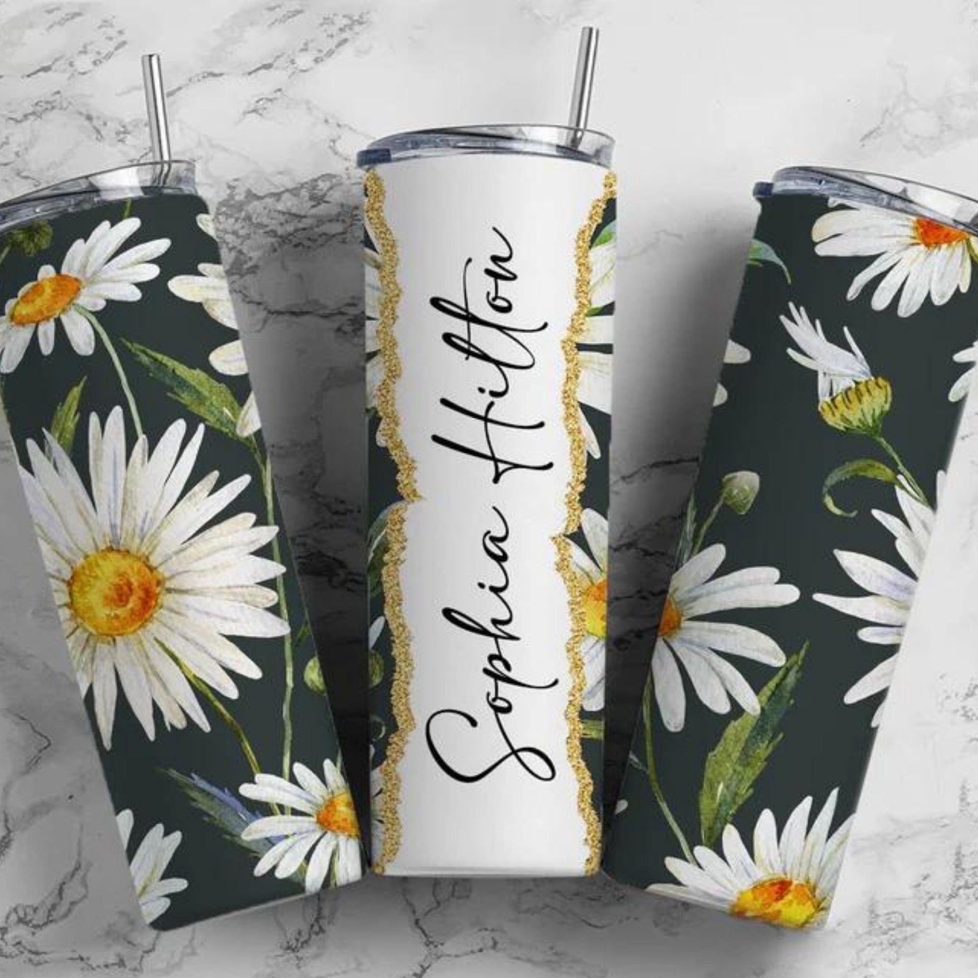 Flower tumbler sublimation design. Daisy/Chamomile Tumbler By