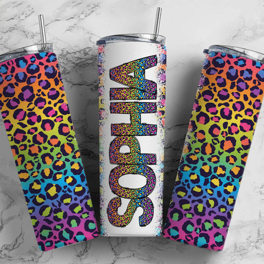 Rainbow Leopard, Sublimation, Ready to Print, Ready To Press, Print Out Transfer, 20 oz, Skinny Tumbler Transfer, NOT A DIGITAL