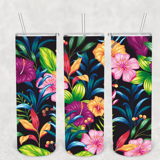 Tropical Flowers, Sublimation, Ready To Press, Print Out Transfer, 20 oz, Skinny Tumbler Transfer, NOT A DIGITAL