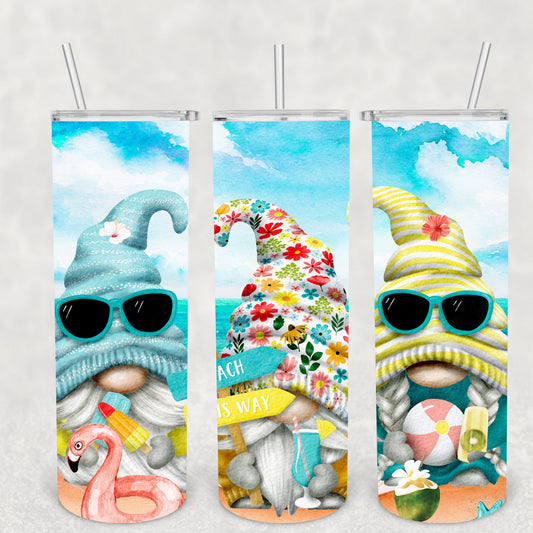 Gnomes Beach, Sublimation, Ready To Press, Ready to Print, Print Out Transfer, 20 oz, Skinny Tumbler Transfer, NOT A DIGITAL