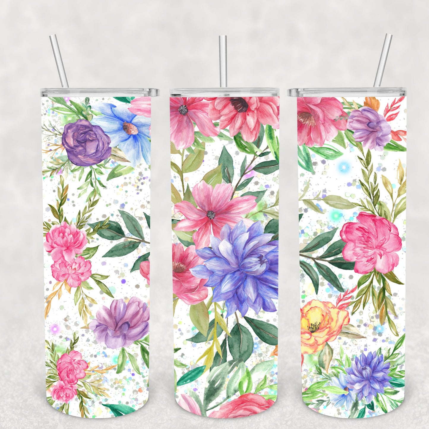 Floral Sparkle, Sublimation, Ready to Print, Ready To Press, Print Out Transfer, 20 oz, Skinny Tumbler Transfer, NOT A DIGITAL