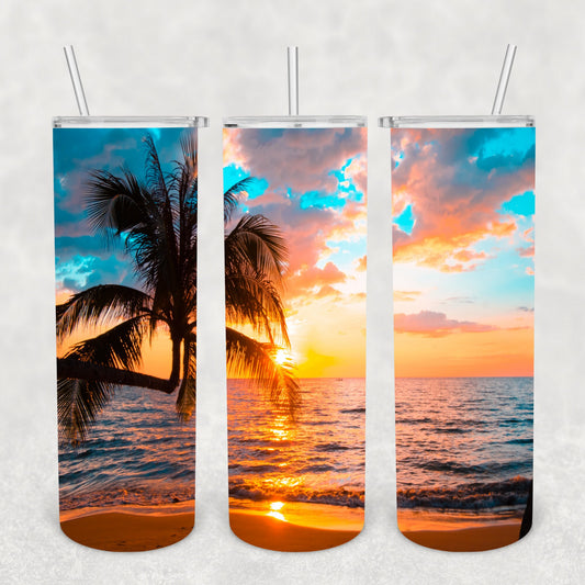 Sunset Beach, Sublimation, Ready To Press, Print Out Transfer, 20 oz, Skinny Tumbler Transfer, NOT A DIGITAL