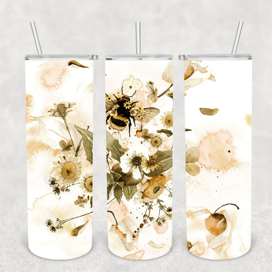 Bee Flowers, Sublimation, Ready To Press, Print Out Transfer, 20 oz, Skinny Tumbler Transfer, NOT A DIGITAL