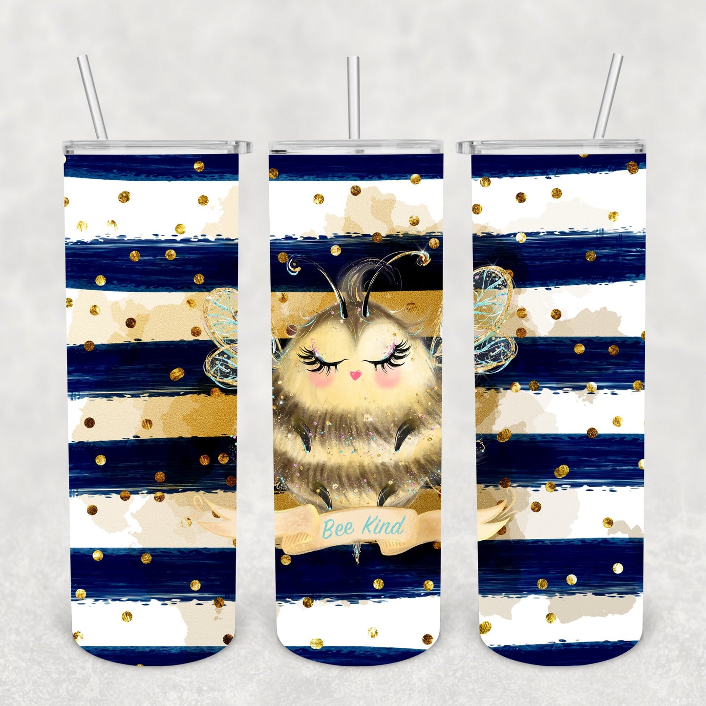 Bee Blue and White Stripes, Sublimation, Ready To Press, Print Out Transfer, 20 oz, Skinny Tumbler Transfer, NOT A DIGITAL