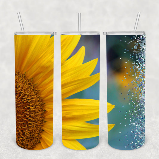 Sunflower Glitter, Sublimation, Ready To Press, Print Out Transfer, 20 oz, Skinny Tumbler Transfer, NOT A DIGITAL