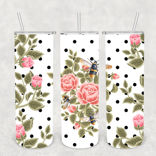 Bee Roses, Sublimation, Ready to Print, Ready To Press, Print Out Transfer, 20 oz, Skinny Tumbler Transfer, NOT A DIGITAL