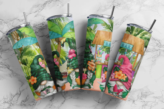 Tropical Gnomes, Sublimation, Ready To Press, Print Out Transfer, 20 oz, Skinny Tumbler Transfer, NOT A DIGITAL