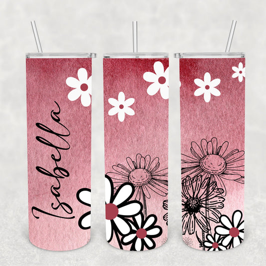 Burgandy Flower, Sublimation, Ready to Print, Ready To Press, Print Out Transfer, 20 oz, Skinny Tumbler Transfer, NOT A DIGITAL