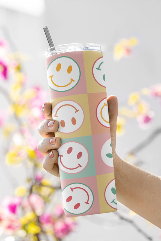 Retro Happy Face, Sublimation, Ready To Press, Print Out Transfer, 20 oz, Skinny Tumbler Transfer, NOT A DIGITAL