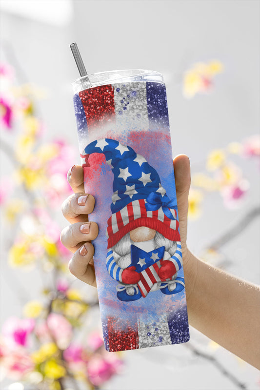 Patriotic Gnome, Sublimation, Ready To Press, Print Out Transfer, 20 oz, Skinny Tumbler Transfer, NOT A DIGITAL