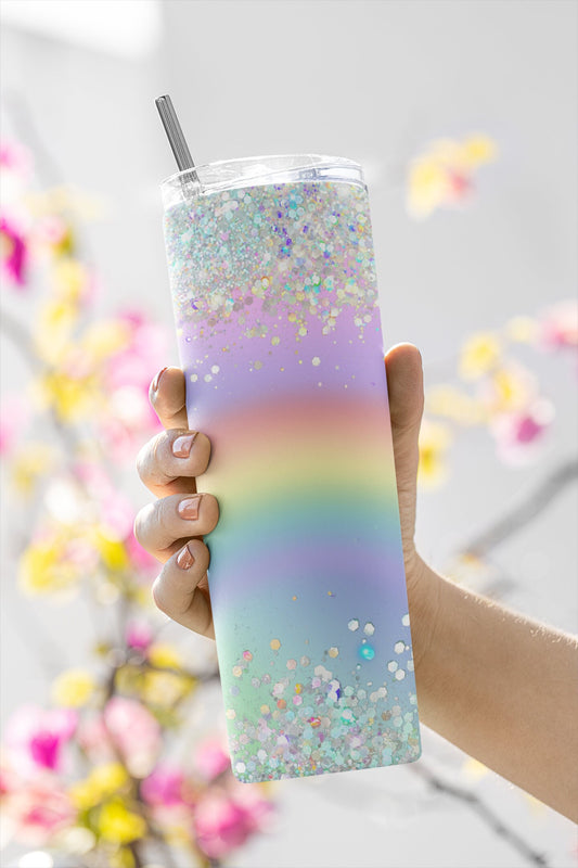 Rainbow Glitter #1, Sublimation, Ready To Press, Print Out Transfer, 20 oz, Skinny Tumbler Transfer, NOT A DIGITAL