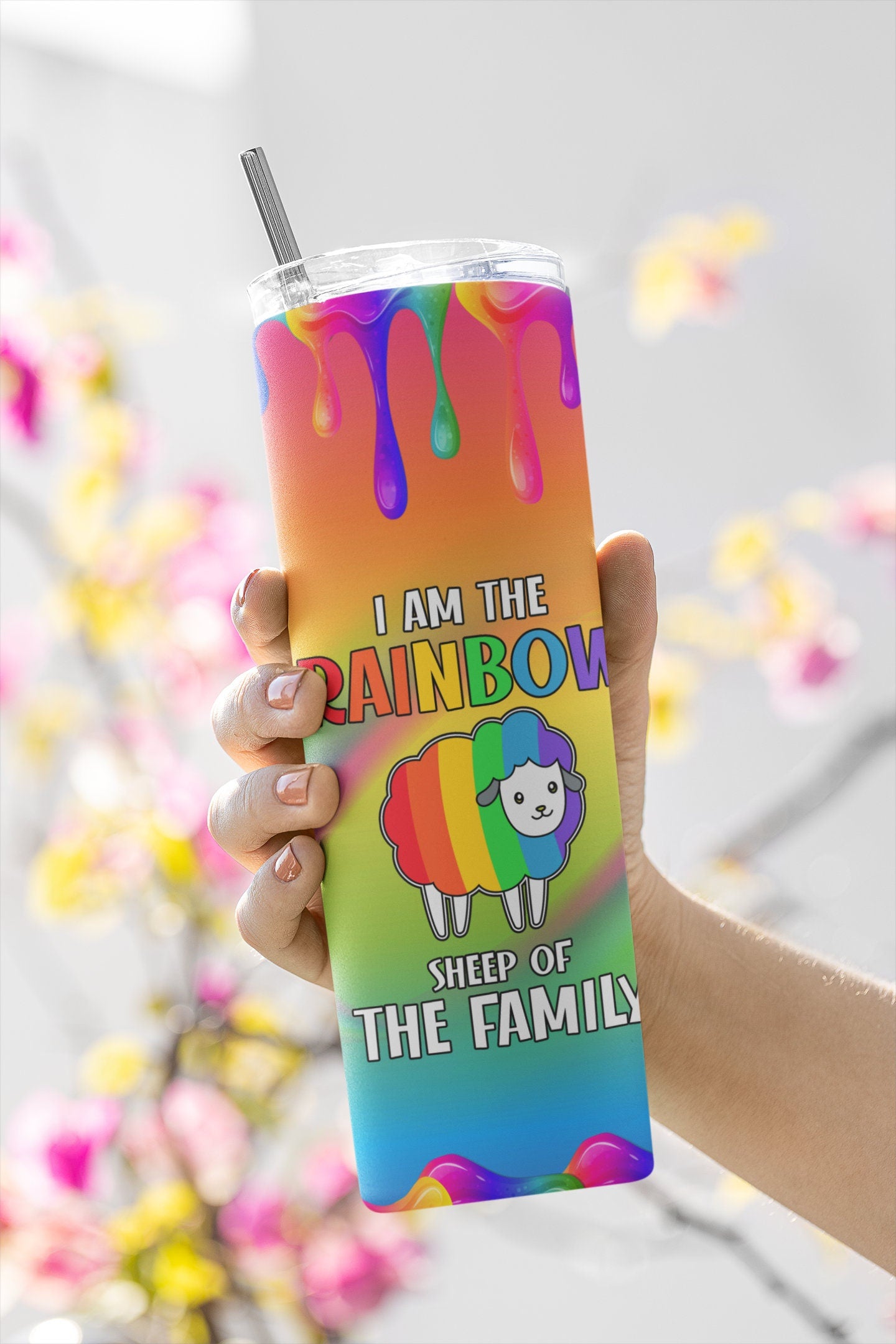 LGBTQ Rainbow Sheep, Sublimation, Ready To Press, Print Out Transfer, 20 oz, Skinny Tumbler Transfer, NOT A DIGITAL