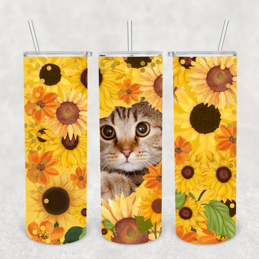 Sunflower Cat, Sublimation, Ready To Press, Print Out Transfer, 20 oz, Skinny Tumbler Transfer, NOT A DIGITAL