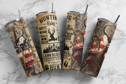 Hunting Rules, Sublimation, Ready To Press, Print Out Transfer, 20 oz, Skinny Tumbler Transfer, NOT A DIGITAL