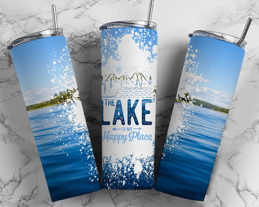 Lake Happy Place, Sublimation, Ready To Press, Print Out Transfer, 20 oz, Skinny Tumbler Transfer, NOT A DIGITAL