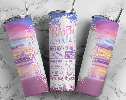 Beach Rules, Sublimation, Ready To Press, Print Out Transfer, 20 oz, Skinny Tumbler Transfer, NOT A DIGITAL