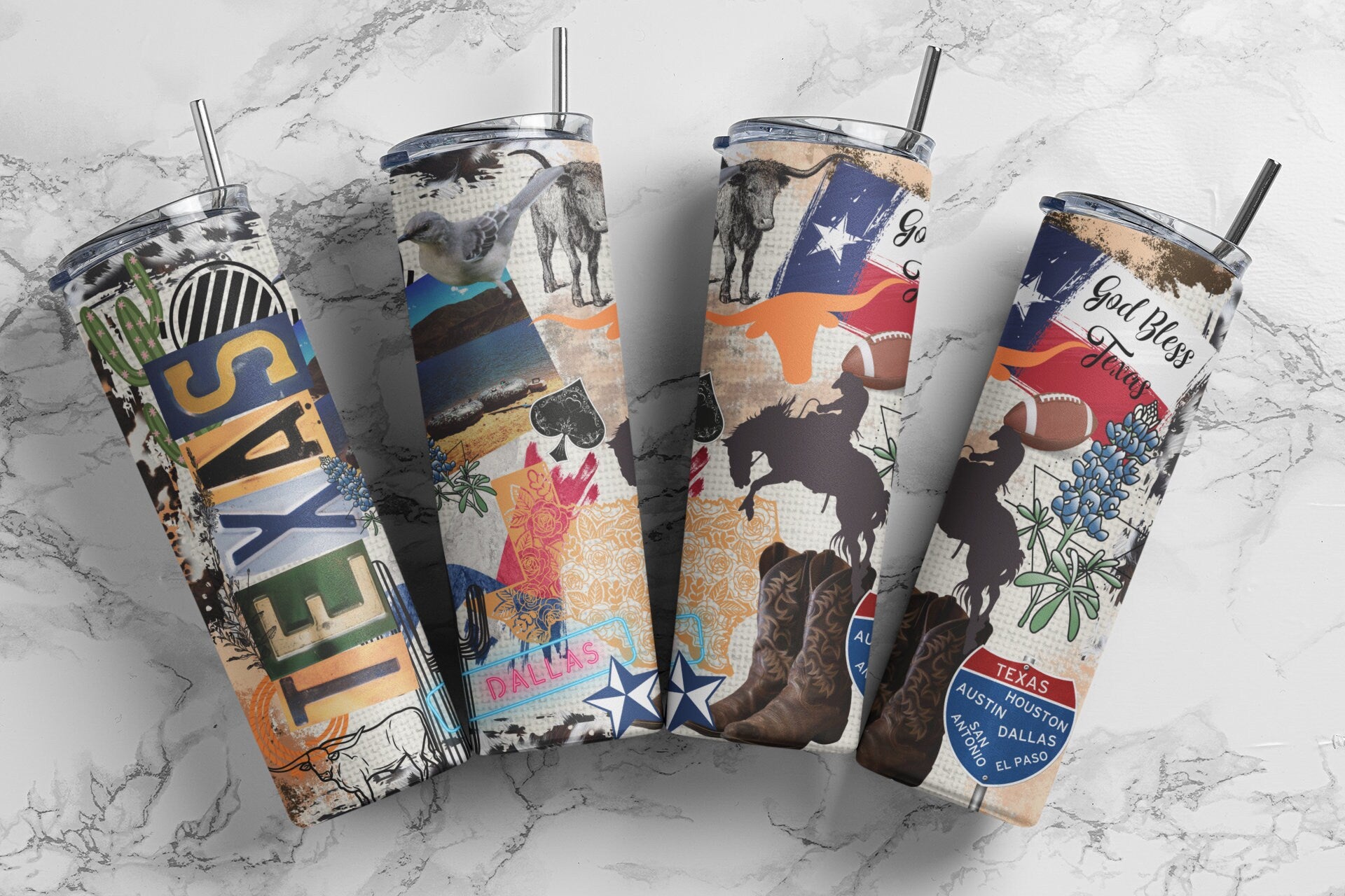 Texas, Sublimation, Ready To Press, Print Out Transfer, 20 oz Skinny ...