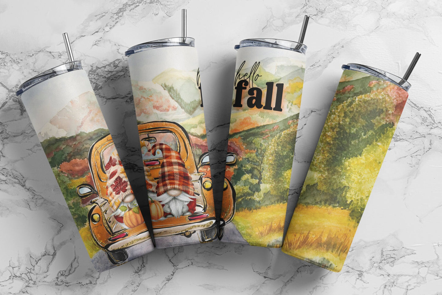 Hello Fall Gnomes, Sublimation, Ready To Press, Print Out Transfer, 20 oz Skinny Tumbler Transfer, NOT A DIGITAL