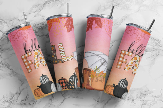 Hello Fall, Sublimation, Ready To Press, Print Out Transfer, 20 oz Skinny Tumbler Transfer, NOT A DIGITAL