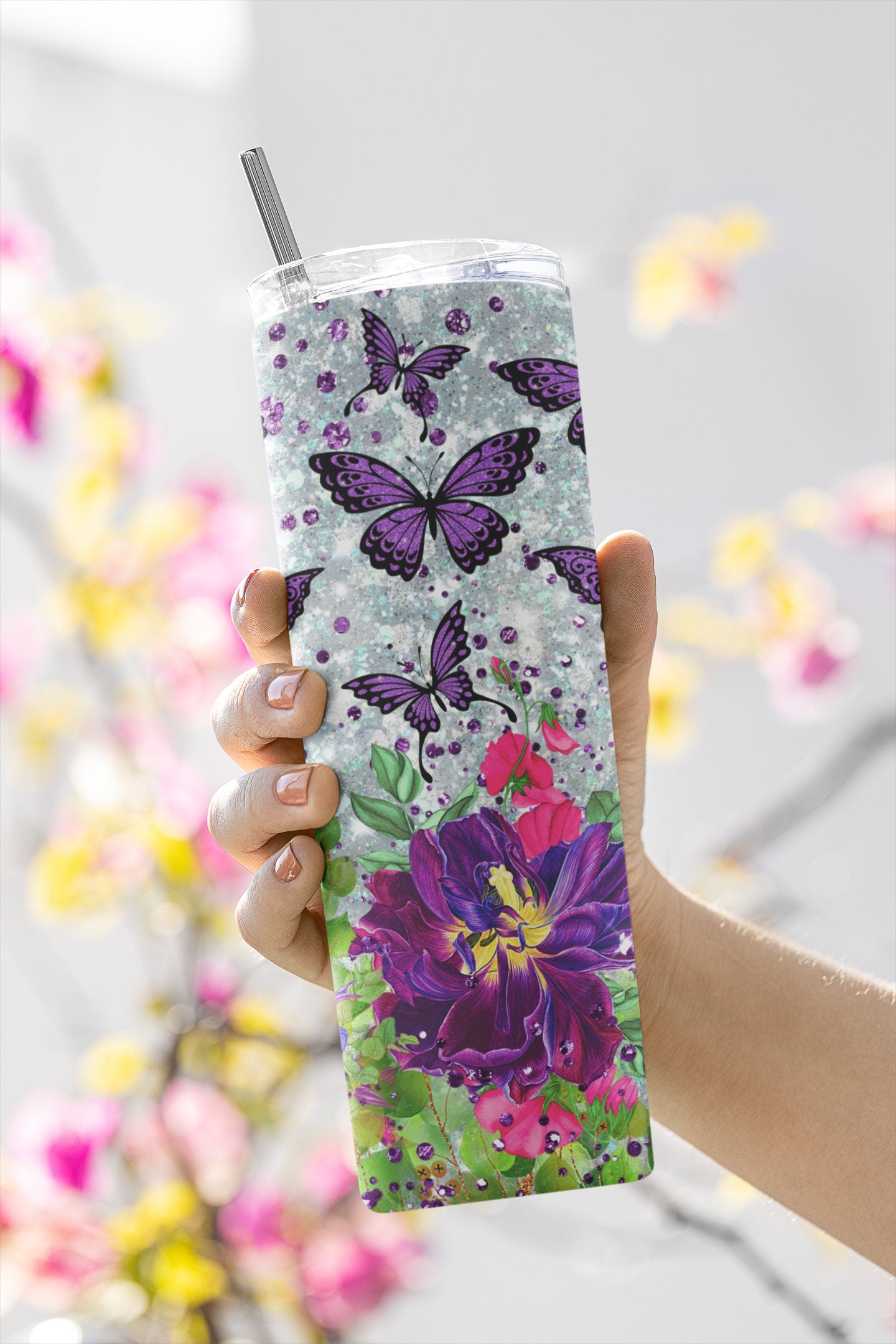 Purple Butterfly, Sublimation, Ready To Press, Print Out Transfer, 20 oz, Skinny Tumbler Transfer, NOT A DIGITAL