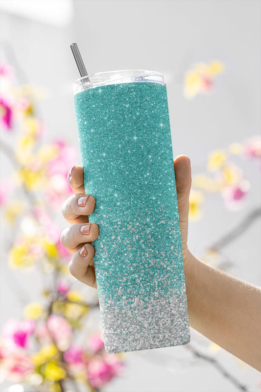 Teal Glitter, Sublimation, Ready To Press, Print Out Transfer, 20 oz, Skinny Tumbler Transfer, NOT A DIGITAL
