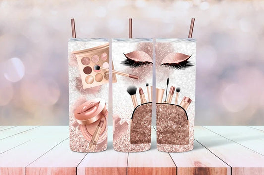 Rose Gold Makeup, Sublimation, Ready To Press, Print Out Transfer, 20 oz, Skinny Tumbler Transfer, NOT A DIGITAL