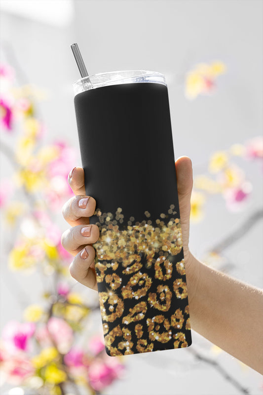 Black and Gold Glitter, Sublimation, Ready To Press, Print Out Transfer, 20 oz, Skinny Tumbler Transfer, NOT A DIGITAL