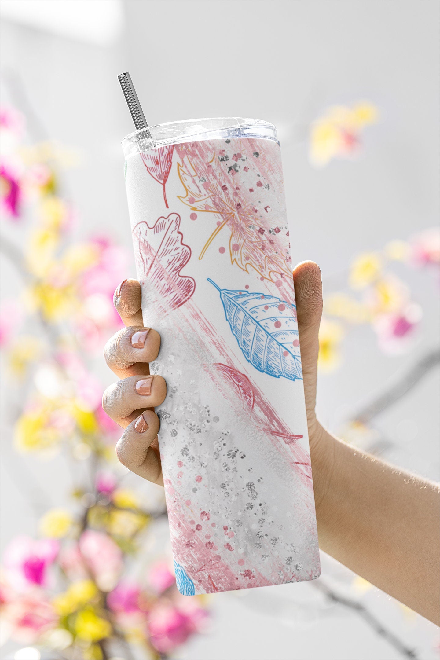 Pastel Maple Leaves, Sublimation, Ready To Press, Print Out Transfer, 20 oz, 12 oz. Skinny Tumbler Transfer, NOT A DIGITAL