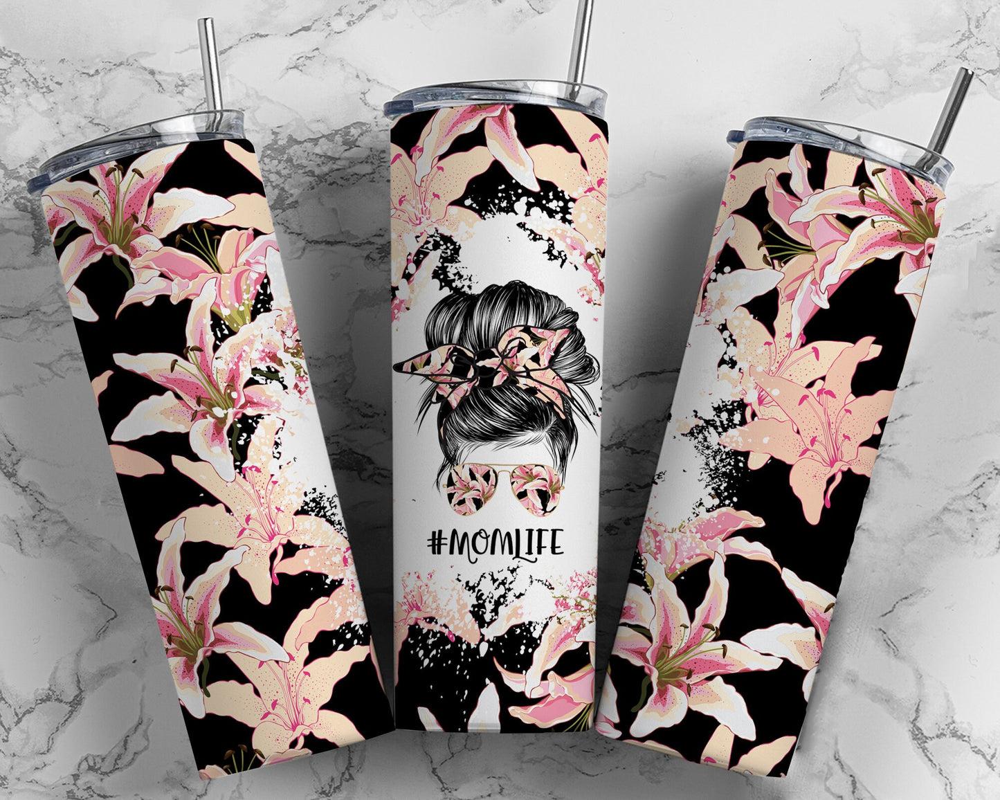 Mom Life Lily Flower, Sublimation, Ready To Press, Print Out Transfer, 20 oz, Skinny Tumbler Transfer, NOT A DIGITAL