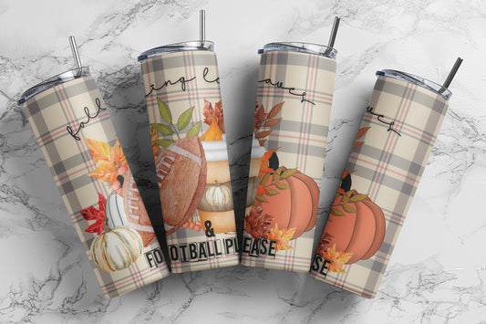 Falling Leaves and Football Please, Sublimation, Ready To Press, Print Out Transfer, 20 oz Skinny Tumbler Transfer, NOT A DIGITAL