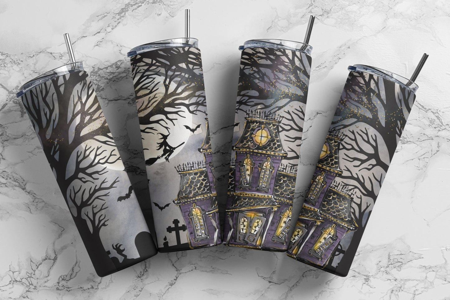 Spooky House, Sublimation, Ready To Press, Print Out Transfer, 20 oz Skinny Tumbler Transfer, NOT A DIGITAL