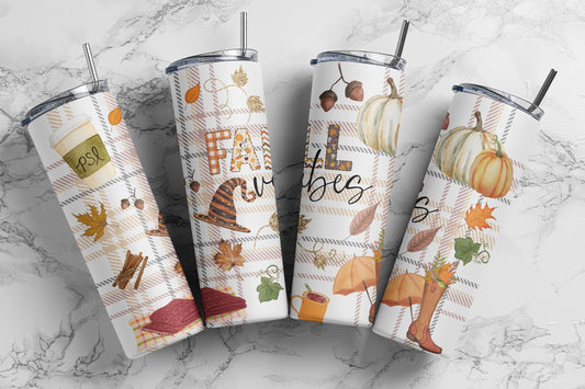 Fall Vibes, Sublimation, Ready To Press, Print Out Transfer, 20 oz Skinny Tumbler Transfer, NOT A DIGITAL