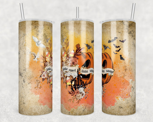 Pumpkin Kinda Sweet/Savage, Sublimation, Ready to Print, Ready To Press, Print Out Transfer, 20 oz, Skinny Tumbler Transfer, NOT A DIGITAL