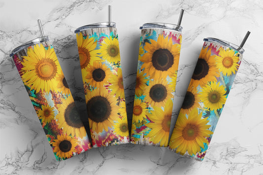 Sunflower Print Color, Sublimation, Ready to Print, Ready To Press, Print Out Transfer, 20 oz, Skinny Tumbler Transfer, NOT A DIGITAL