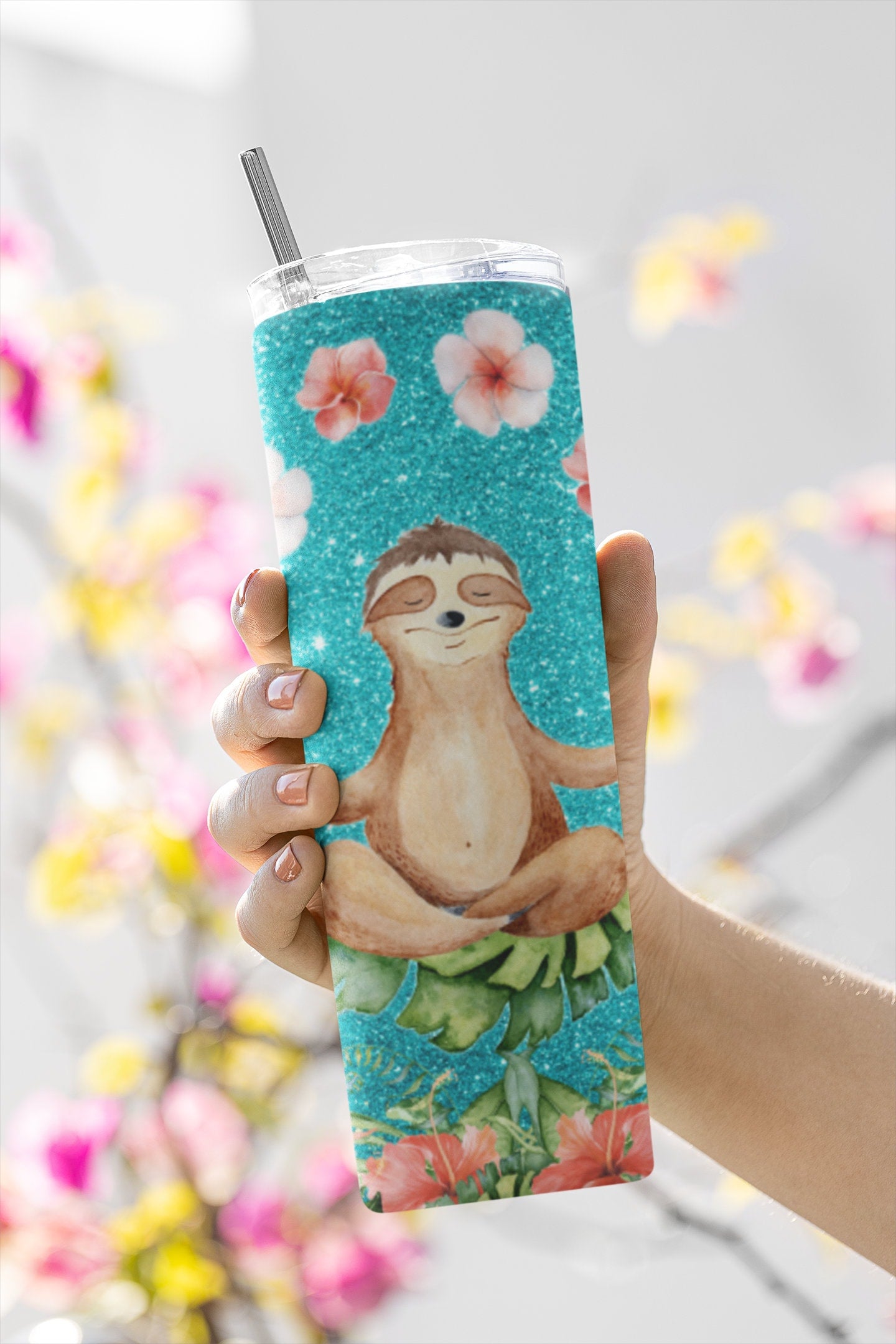 Sloth Yoga, Sublimation, Ready To Press, Print Out Transfer, 20 oz Skinny Tumbler Transfer, NOT A DIGITAL