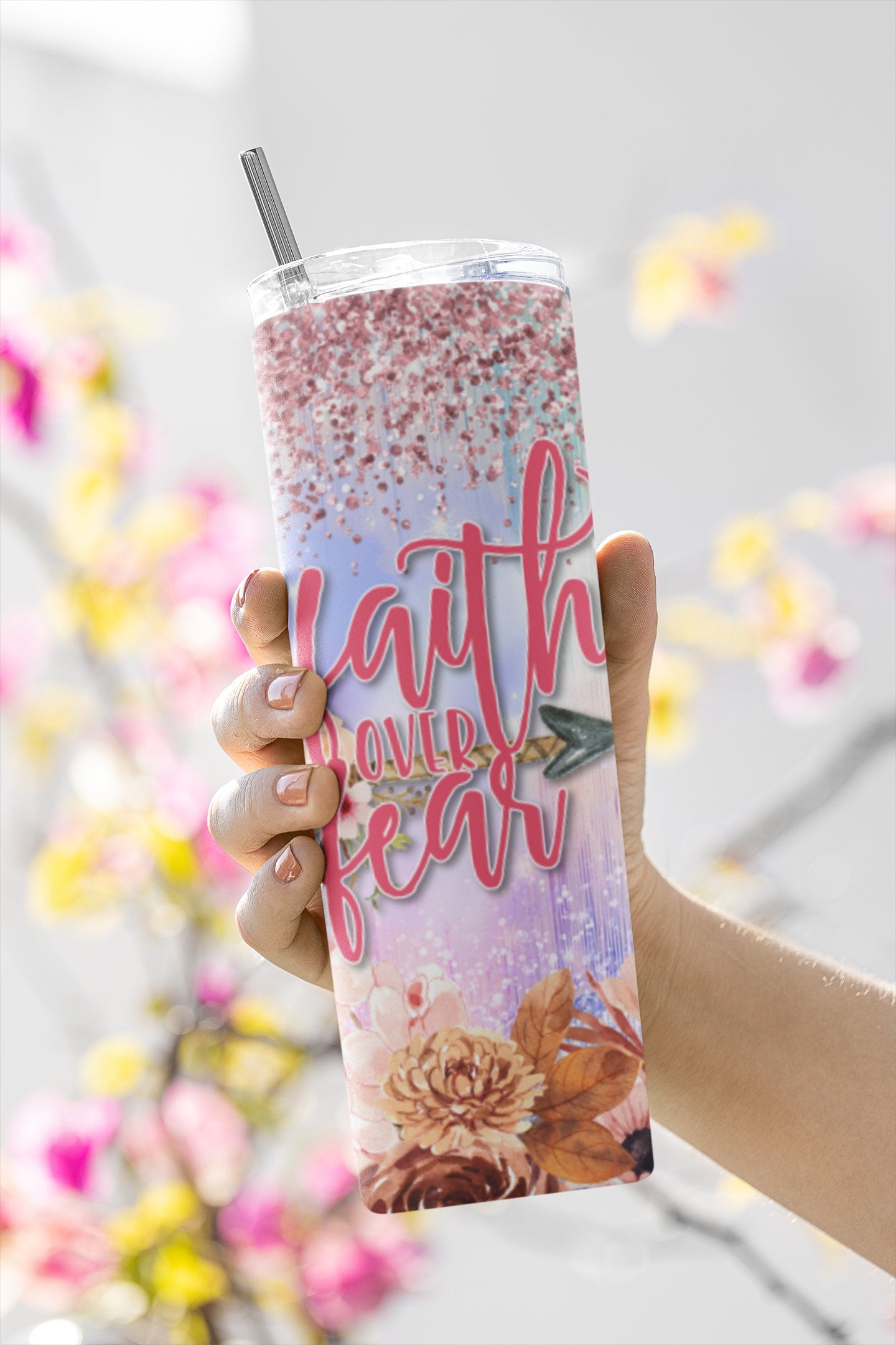 Faith Over Fear, Sublimation, Ready To Press, Print Out Transfer, 20 oz Skinny Tumbler Transfer, NOT A DIGITAL