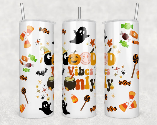 Retro Good Vibes Halloween, Sublimation, Ready to Print, Ready To Press, Print Out Transfer, 20 oz, Skinny Tumbler Transfer, NOT A DIGITAL