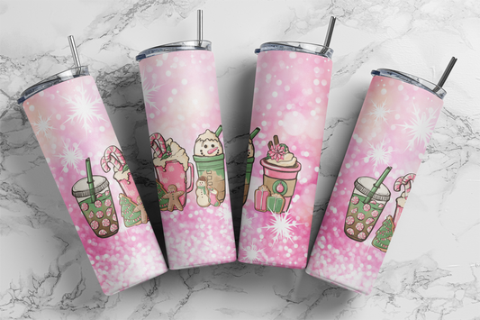 Pink Christmas Snowman, Sublimation, Ready to Print, Ready To Press, Print Out Transfer, 20 oz, Skinny Tumbler Transfer, NOT A DIGITAL